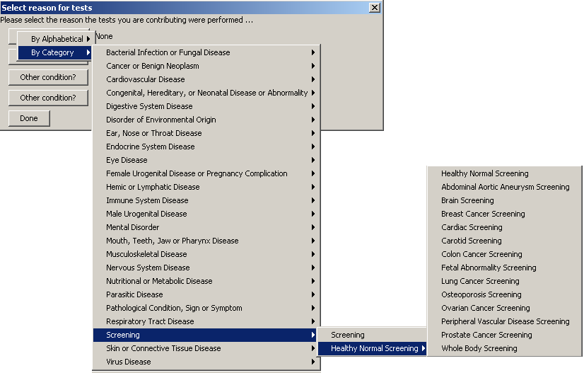 enter reason by category